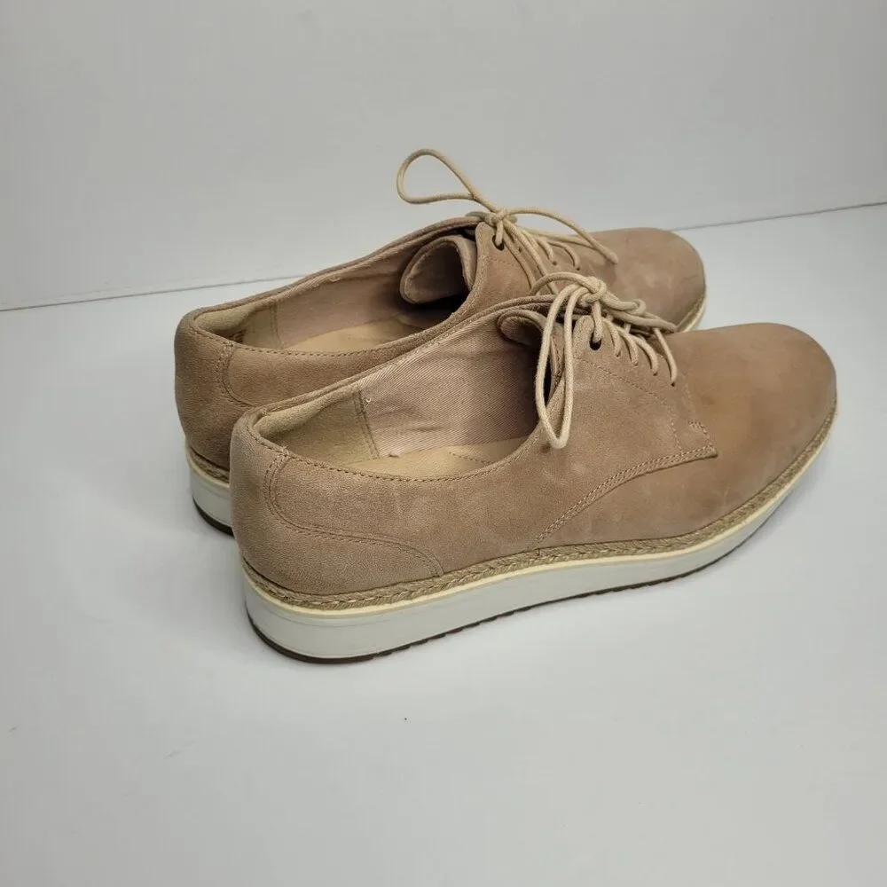 Clarks Teadale Rhea Women's Taupe Suede Lace Up Oxford Sneaker Size 10